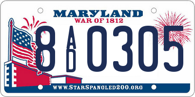 MD license plate 8AD0305