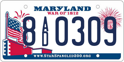 MD license plate 8AD0309