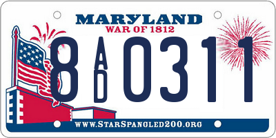 MD license plate 8AD0311