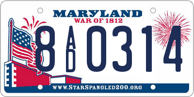 MD license plate 8AD0314