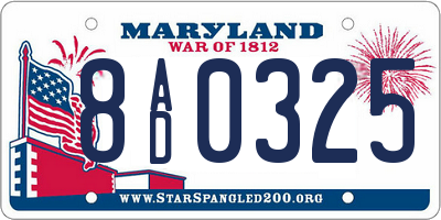 MD license plate 8AD0325