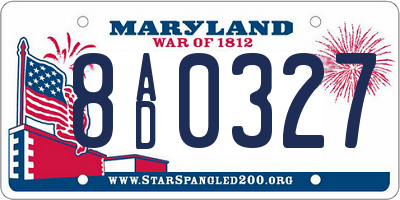 MD license plate 8AD0327