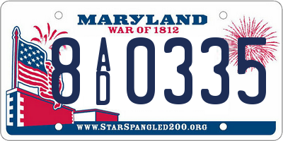 MD license plate 8AD0335