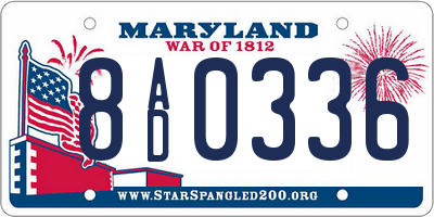 MD license plate 8AD0336