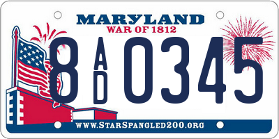 MD license plate 8AD0345