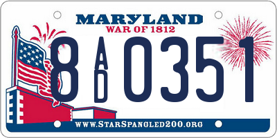 MD license plate 8AD0351