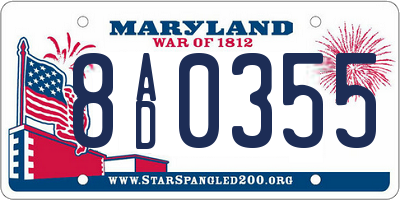 MD license plate 8AD0355