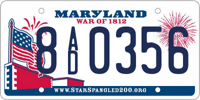 MD license plate 8AD0356
