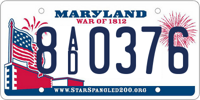 MD license plate 8AD0376