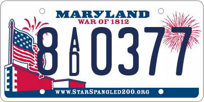 MD license plate 8AD0377