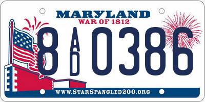 MD license plate 8AD0386