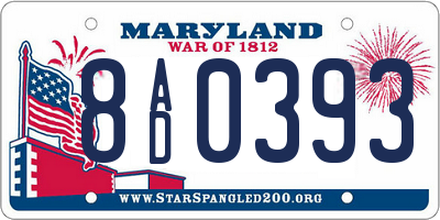MD license plate 8AD0393