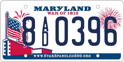 MD license plate 8AD0396