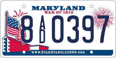 MD license plate 8AD0397