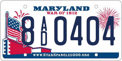 MD license plate 8AD0404