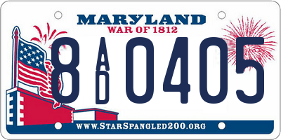 MD license plate 8AD0405