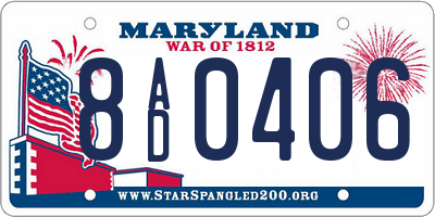 MD license plate 8AD0406