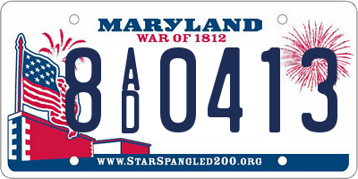 MD license plate 8AD0413