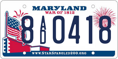 MD license plate 8AD0418