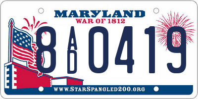 MD license plate 8AD0419