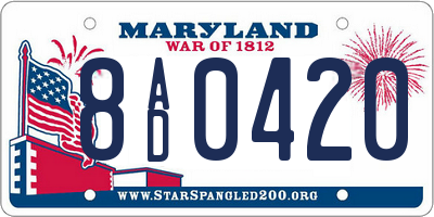 MD license plate 8AD0420