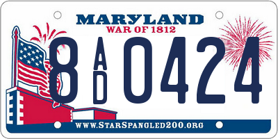 MD license plate 8AD0424