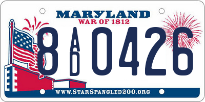 MD license plate 8AD0426
