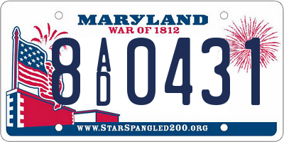 MD license plate 8AD0431