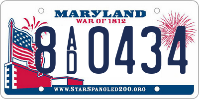MD license plate 8AD0434