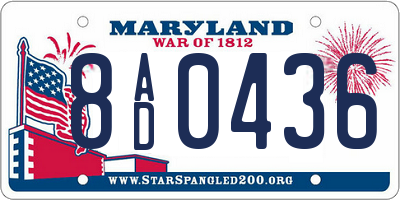 MD license plate 8AD0436