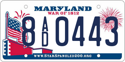 MD license plate 8AD0443