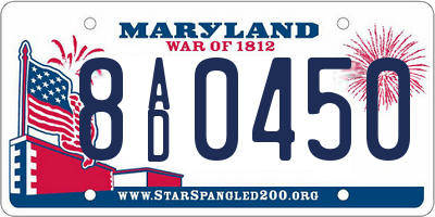 MD license plate 8AD0450