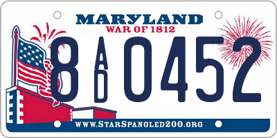 MD license plate 8AD0452