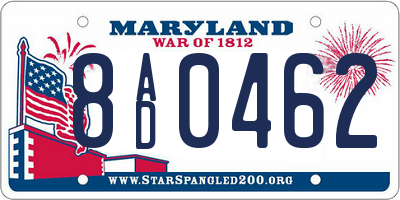 MD license plate 8AD0462