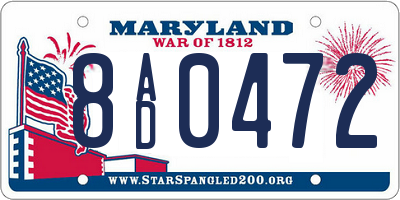 MD license plate 8AD0472