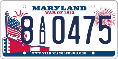 MD license plate 8AD0475