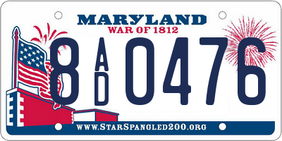 MD license plate 8AD0476