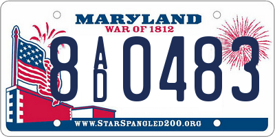 MD license plate 8AD0483