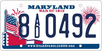 MD license plate 8AD0492