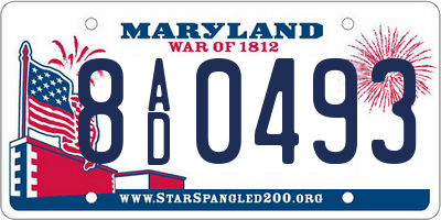 MD license plate 8AD0493