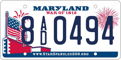 MD license plate 8AD0494