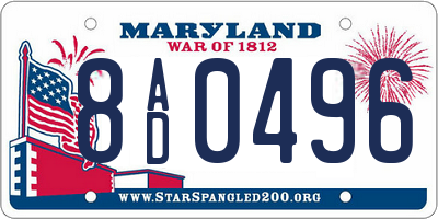 MD license plate 8AD0496