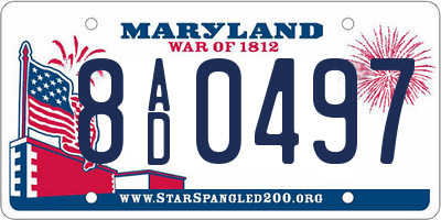 MD license plate 8AD0497