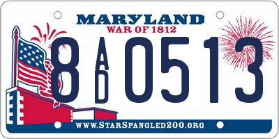 MD license plate 8AD0513