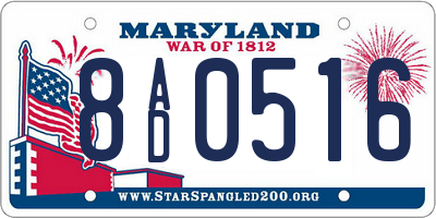 MD license plate 8AD0516