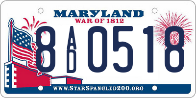 MD license plate 8AD0518