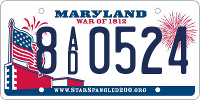 MD license plate 8AD0524