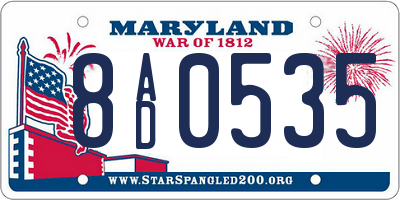 MD license plate 8AD0535