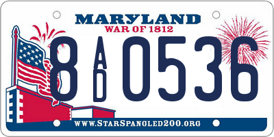 MD license plate 8AD0536
