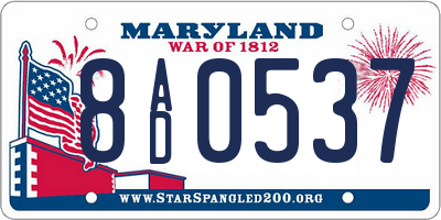 MD license plate 8AD0537